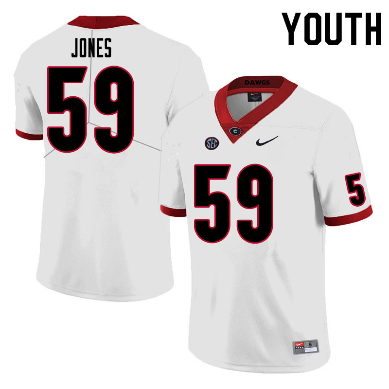 Youth #59 Broderick Jones Georgia Bulldogs College Football Jerseys Sale-White